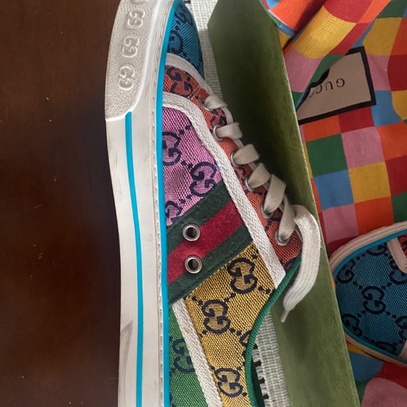 Gucci LIMITED EDITION GUCCI Tennis 1977 Multicolored canvas sneakers - Picture 4 of 12